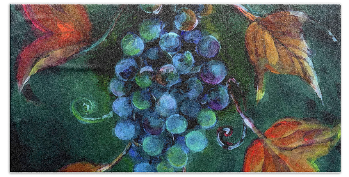 Grapes Bath Towel featuring the digital art Thankful For Thy Gifts by Lisa Kaiser