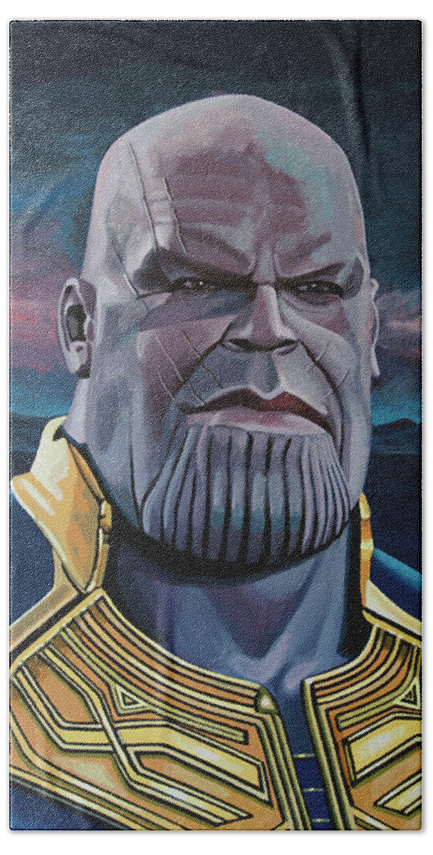 Thanos Hand Towel featuring the painting Thanos Painting by Paul Meijering
