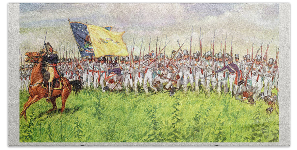Chippewa Bath Towel featuring the painting The Battle of Chippewa by H. Charles McBarron Jr.