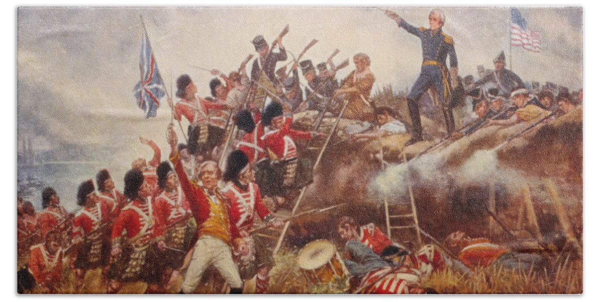 War Of 1812 Bath Towel featuring the painting The Battle of New Orleans by E. Percy Moran