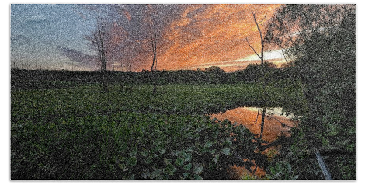 Sunset Ohio Beaver Marsh Cuyahoga Valley National Park Hand Towel featuring the photograph The Beaver Marsh by Jeff Burcher