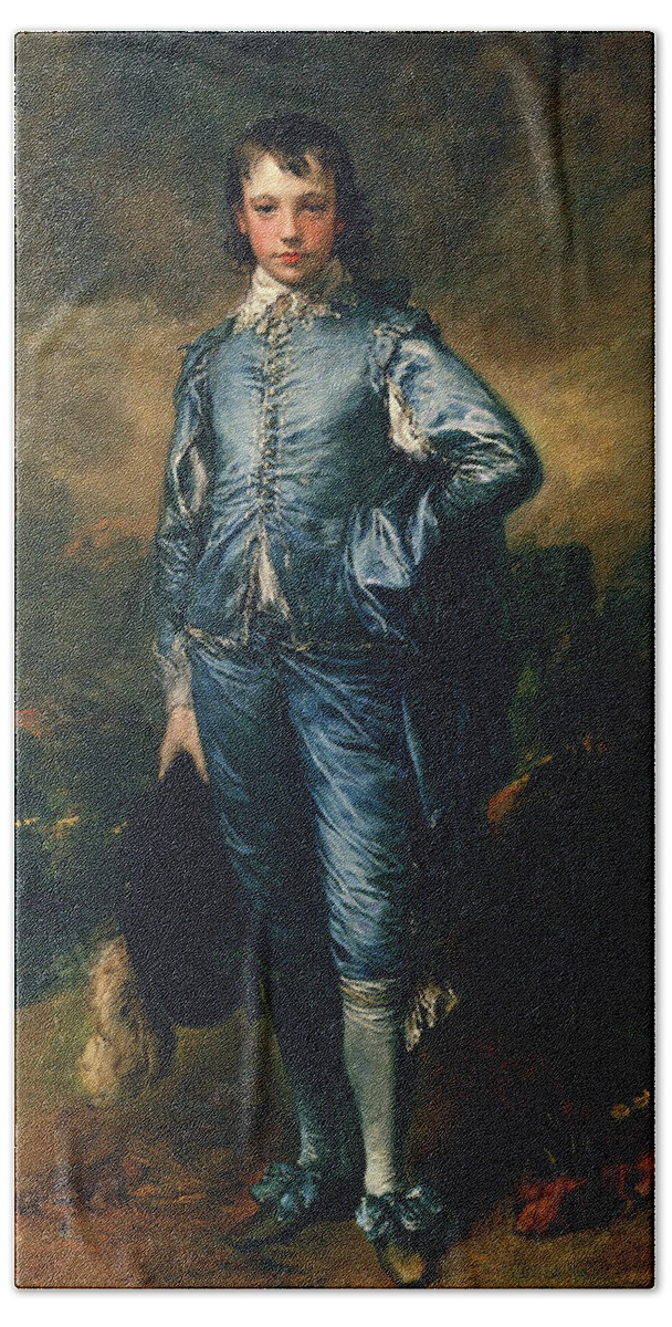 The Blue Boy Hand Towel featuring the painting The Blue Boy by Thomas Gainsborough by Rolando Burbon