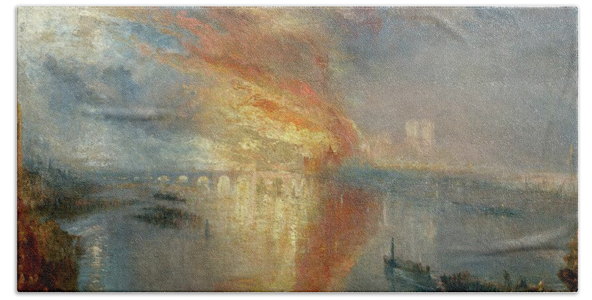 Turner Hand Towel featuring the painting The Burning Of The Houses Of Lords And Commons, 16 October by Joseph Mallord William Turner