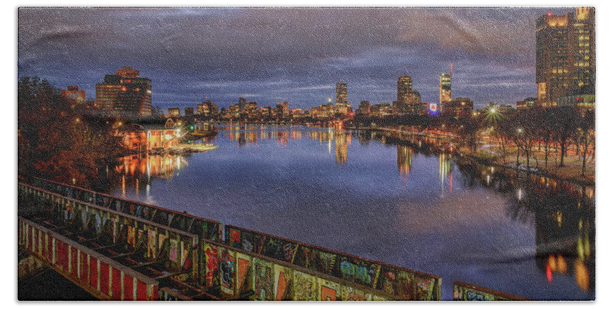 Boston Hand Towel featuring the photograph The Charles River at Dawn by Kristen Wilkinson