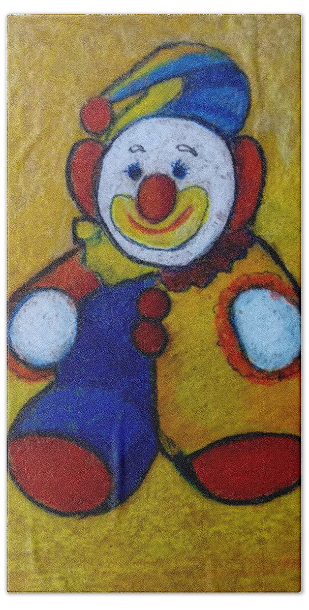 Clown Hand Towel featuring the drawing The Clown by Asha Sudhaker Shenoy