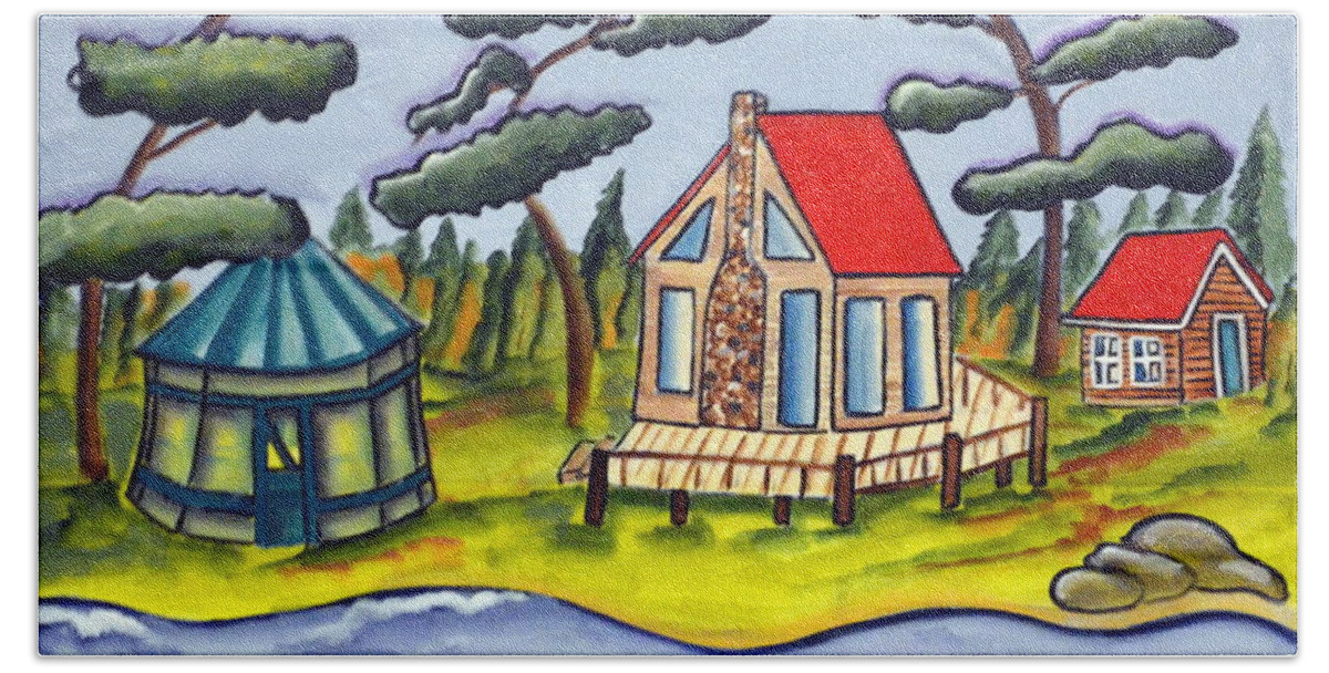 Gazebo Hand Towel featuring the painting The Gazebo by Heather Lovat-Fraser