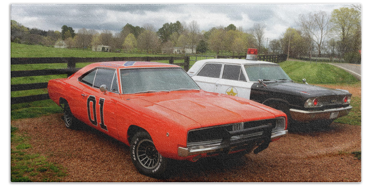 Car Hand Towel featuring the photograph The General Lee by Susan Rissi Tregoning