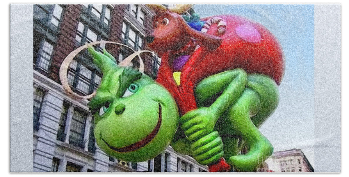 Macy's Bath Towel featuring the digital art The Grinch Macys Thanksgiving Day Parade by CAC Graphics