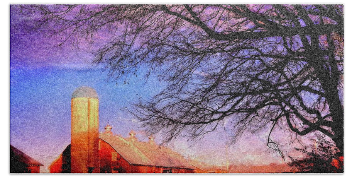 Benedictine Hand Towel featuring the digital art The January Barn by Steven Gordon