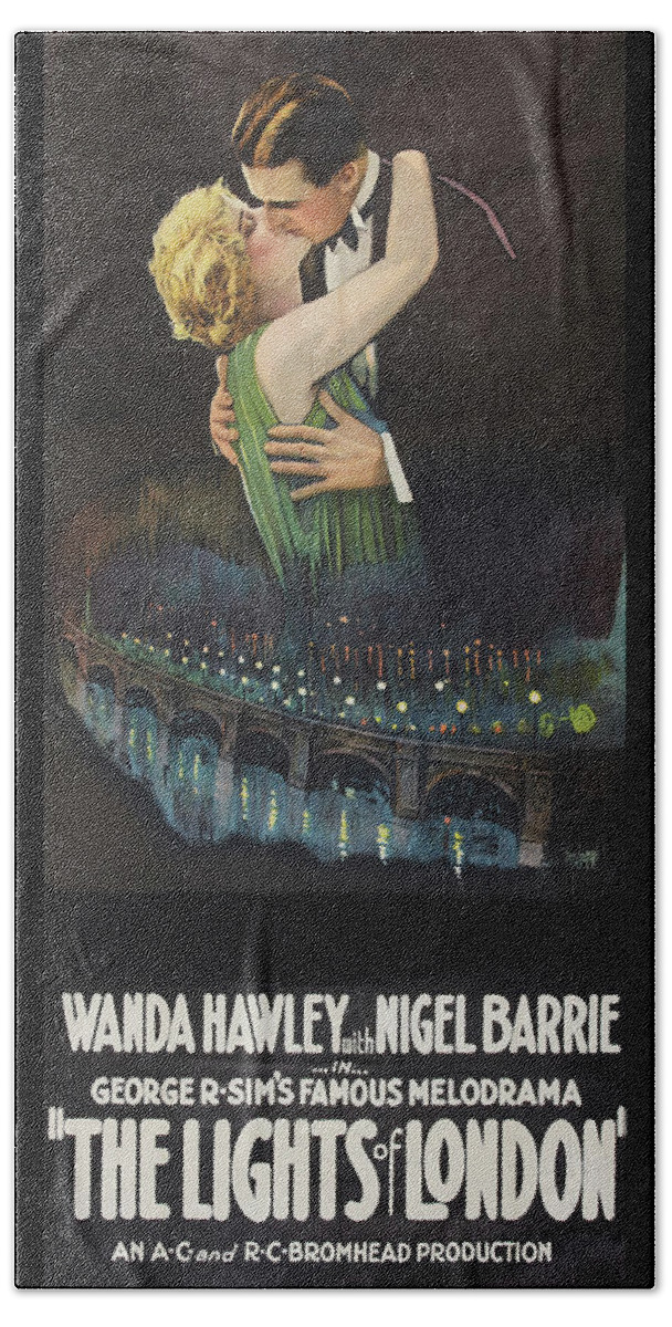 Movies Bath Towel featuring the painting The Lights of London by Unknown