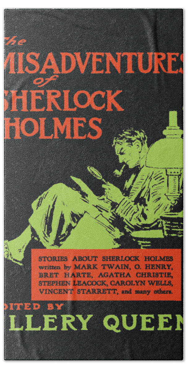 Sherlock Bath Towel featuring the painting The Misadventures of Sherlock Holmes (book cover) by Aage Lund