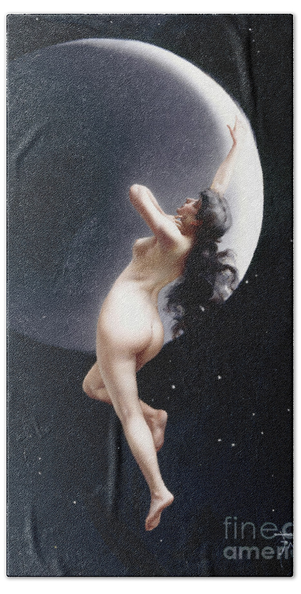 Moon Bath Towel featuring the painting The Moon Nymph, 1883 by Luis Riccardo Falero