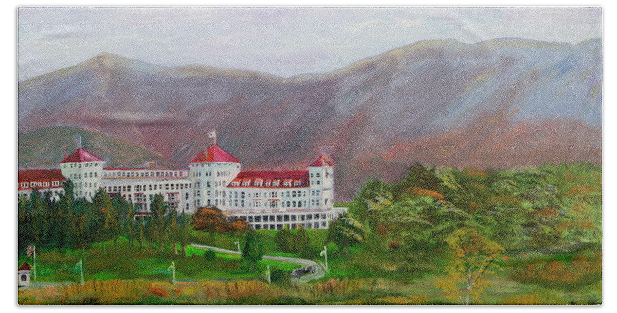 #bretten Woods #mountwashington Hand Towel featuring the painting The Mount Washington Hotel by Francois Lamothe