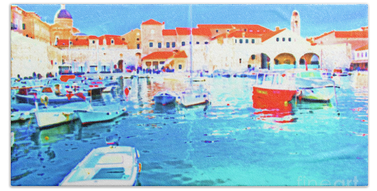 Croatia Bath Towel featuring the photograph The Old Harbor by Becqi Sherman