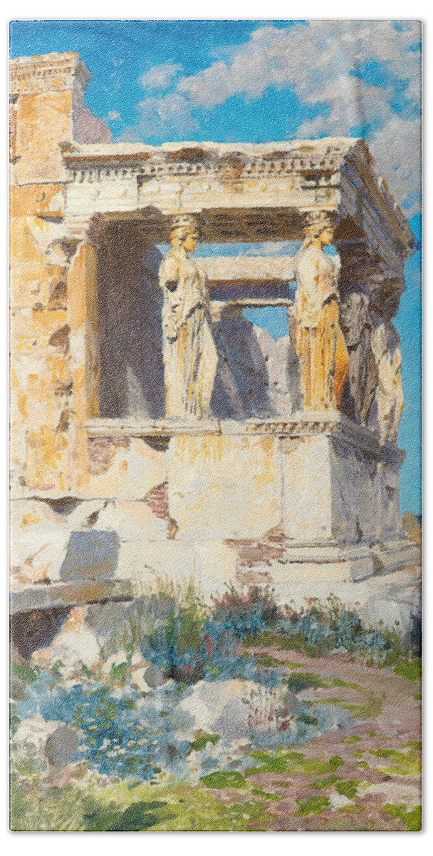 19th Century Art Hand Towel featuring the painting The Porch of Caryatids by Vasily Polenov