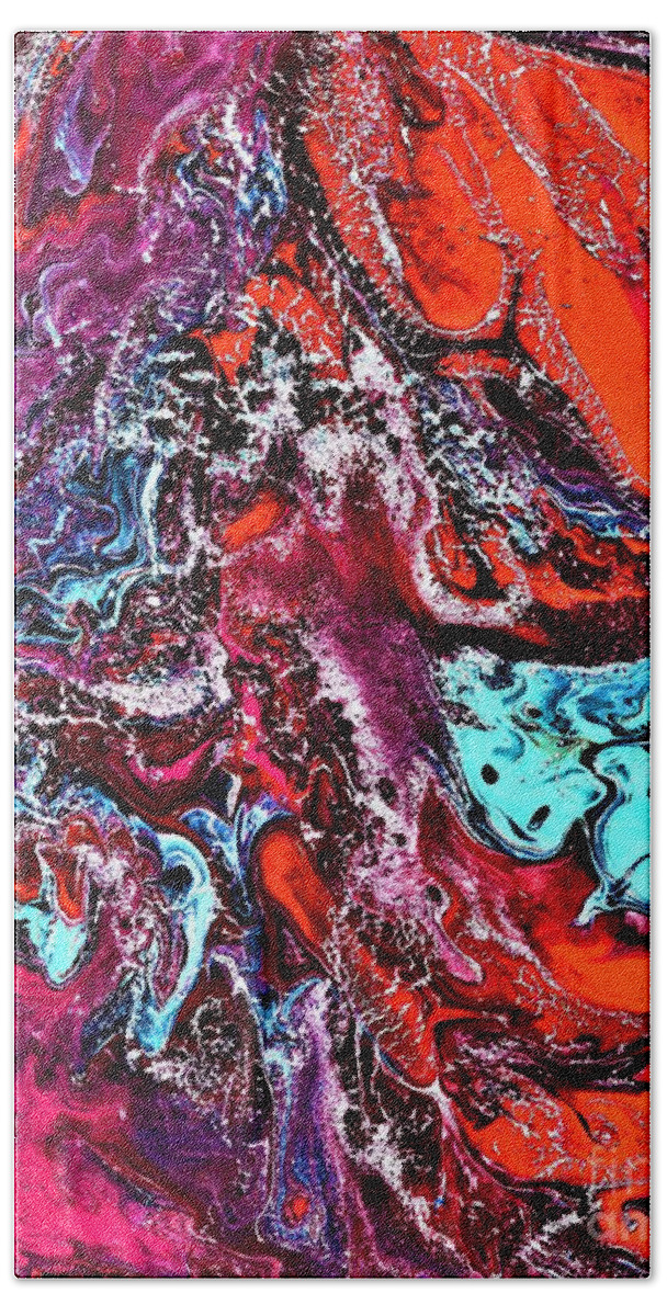 #abstractart #allisonconstantino #artbusiness #artcrowds #artlovers #artwatcher #contemporaryart #coolart #exploreart #fluidart #fluidartist #fluidartwork #gallery #instaart #instagramart #intuitiveart #modernart #myart #painting Bath Towel featuring the painting The Red Planet by Allison Constantino