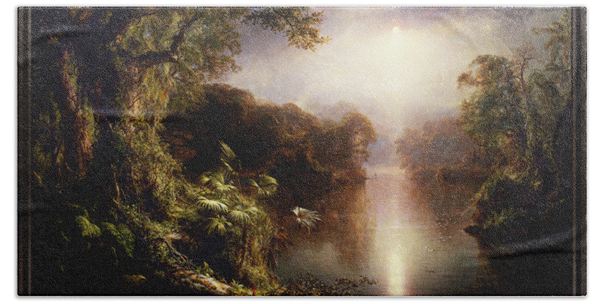 The River Of Light Bath Towel featuring the painting The River of Light by Frederic Edwin Church by Rolando Burbon