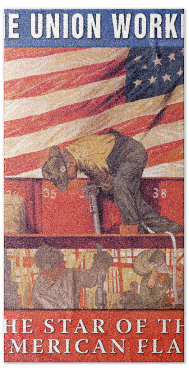 Union Bath Towel featuring the painting The Union Worker by Wilbur Pierce
