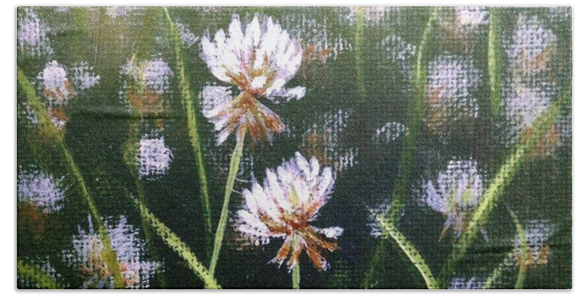 White Clover Bath Towel featuring the painting The Unwanted 2 by Helian Cornwell