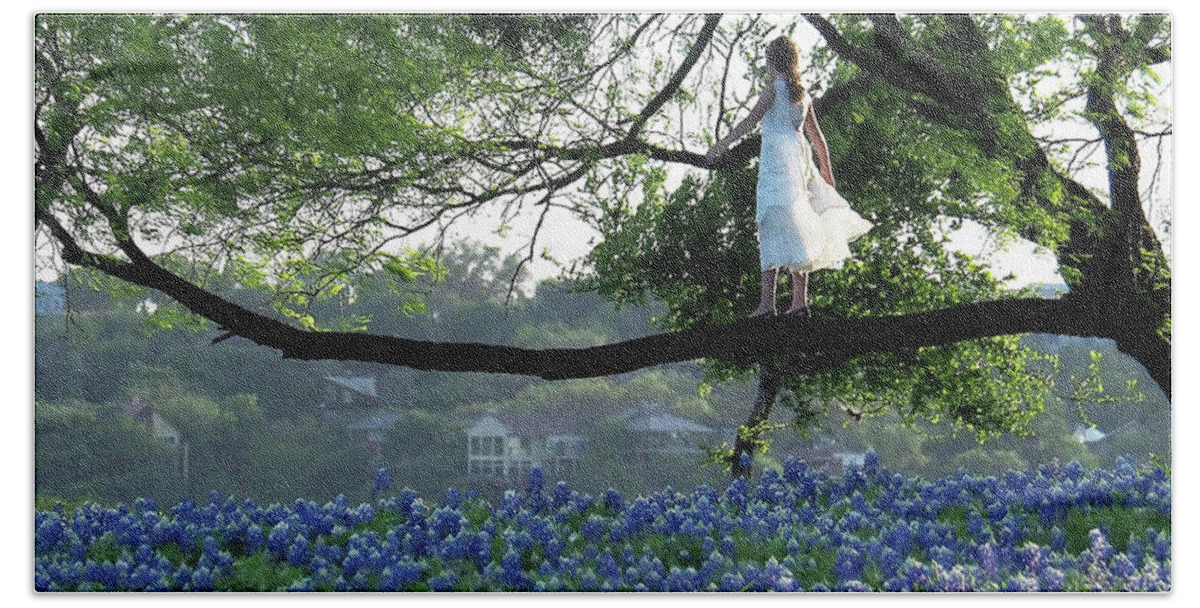 Bluebonnets Bath Towel featuring the photograph The View at Turkey Bend by Jerry Connally