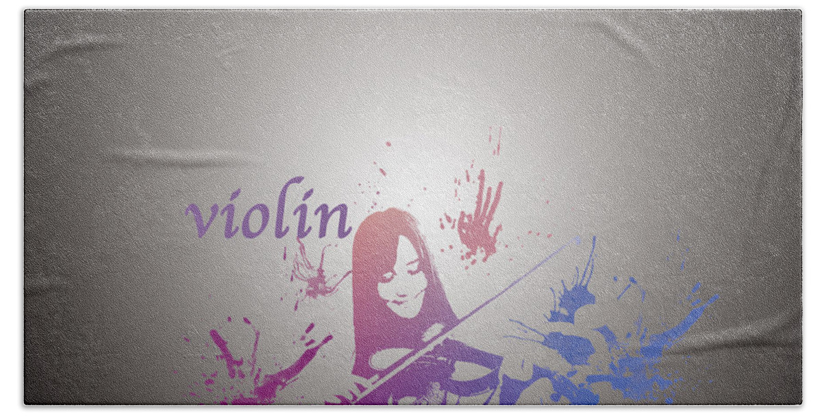 Violin Woman Spreading Bath Towel featuring the photograph The violinist who was spread by Hirabo