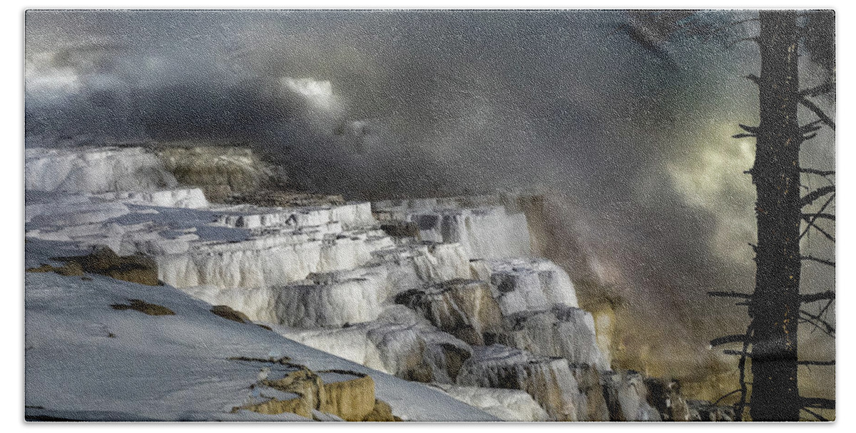 Yellowstone Bath Towel featuring the photograph The White Cliffs of Canary... by David Choate