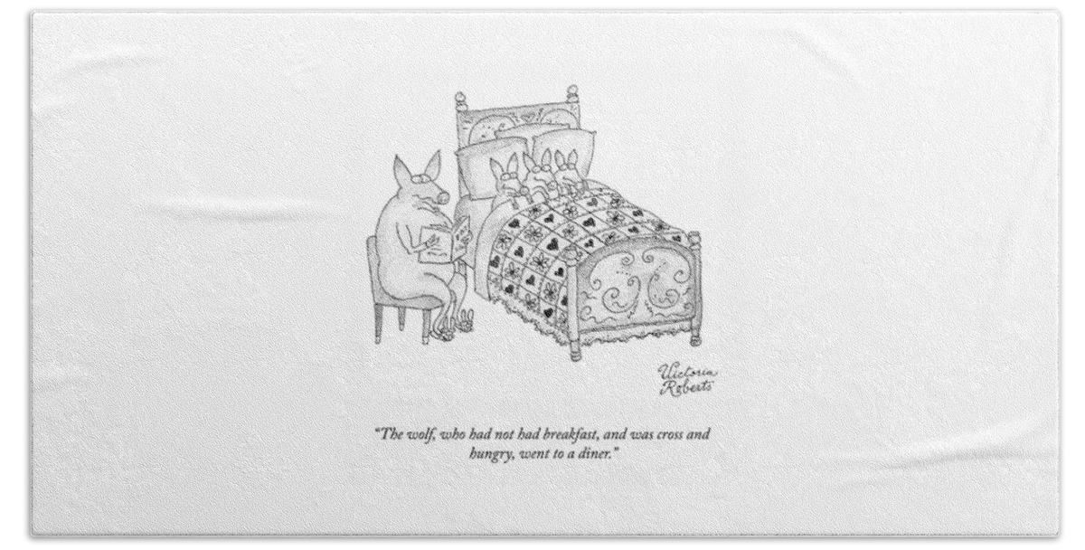 The Wolf Went To A Diner Bath Sheet