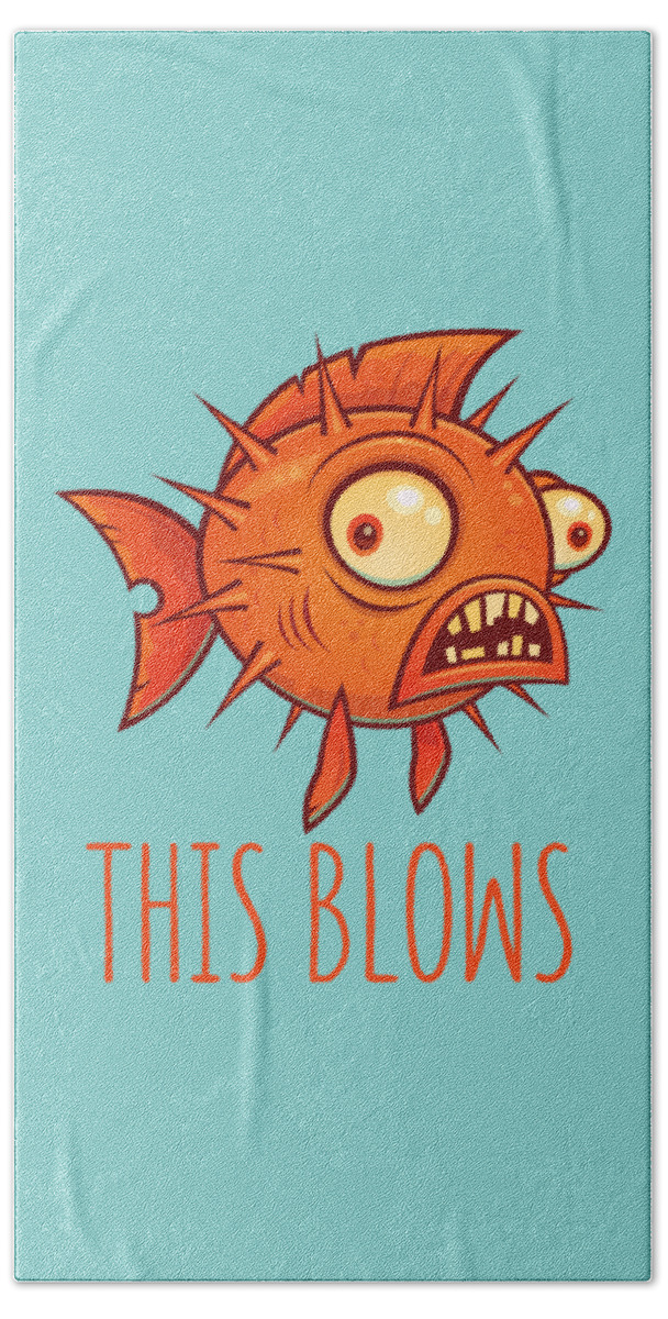 Pufferfish Hand Towel featuring the digital art This Blows Porcupine Blowfish by John Schwegel