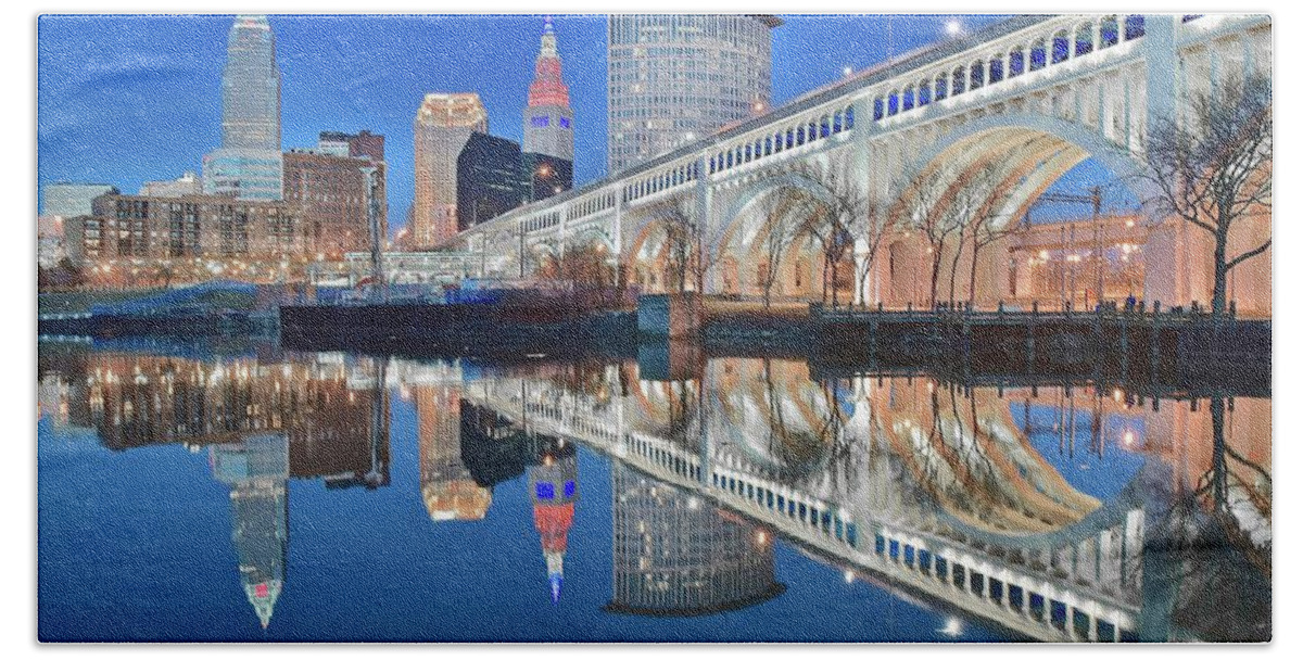 Cleveland Hand Towel featuring the photograph This is Cleveland II by Frozen in Time Fine Art Photography