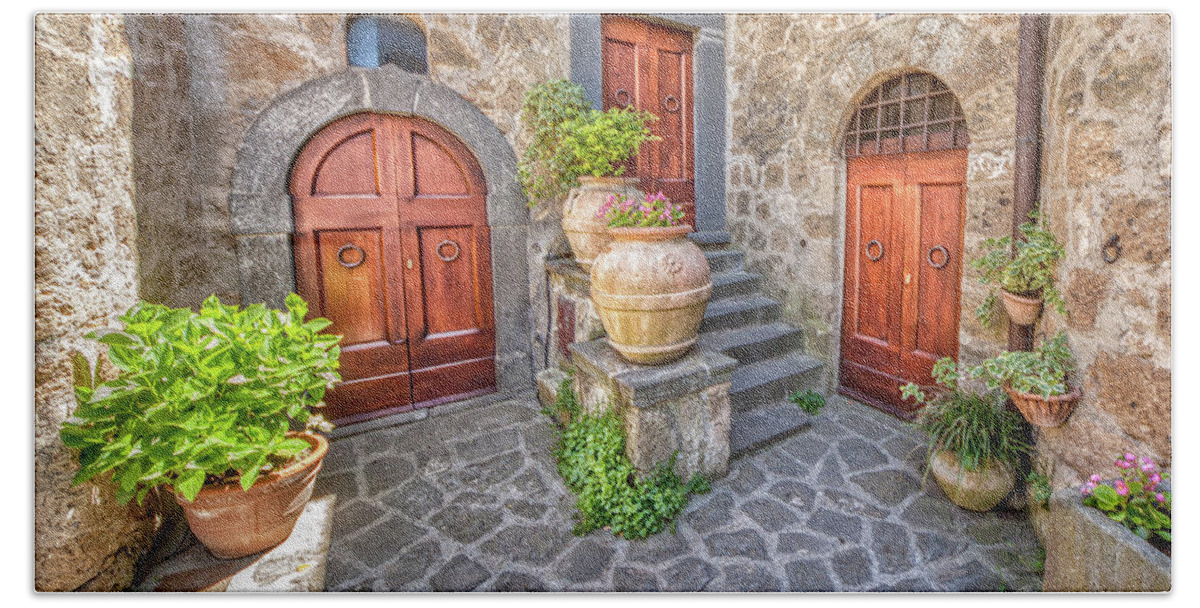 Tuscany Bath Towel featuring the photograph Three Doors of Tuscany by David Letts