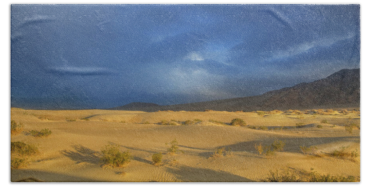 Death Valley Clouds Hand Towel featuring the photograph Thunder over the desert by Kunal Mehra
