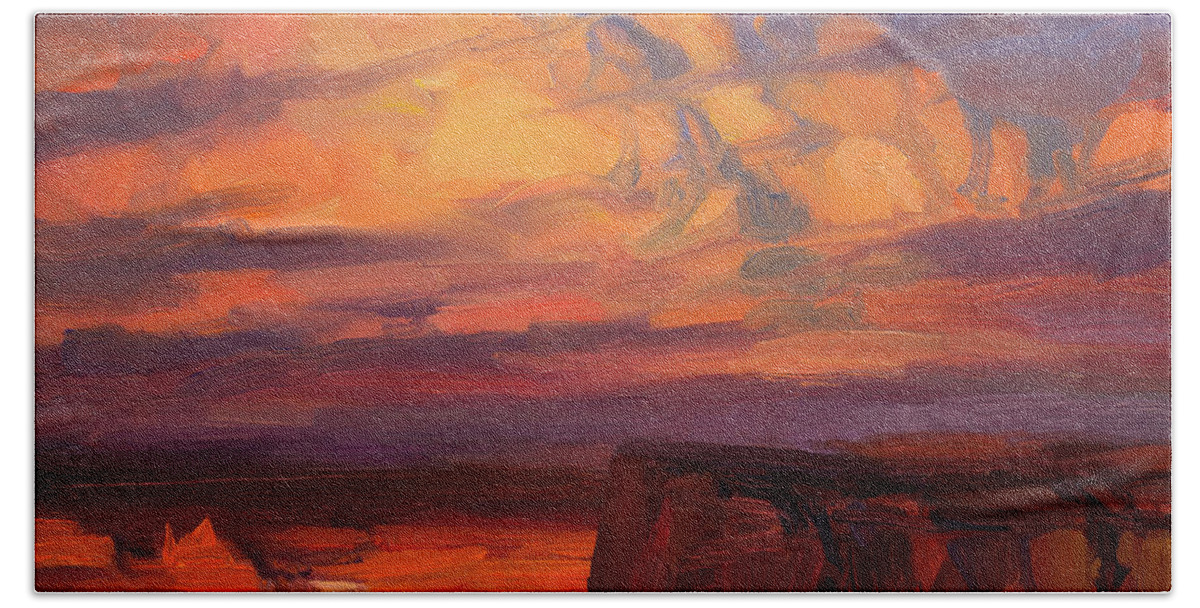 Waterfall Hand Towel featuring the painting Thundercloud over the Palouse by Steve Henderson