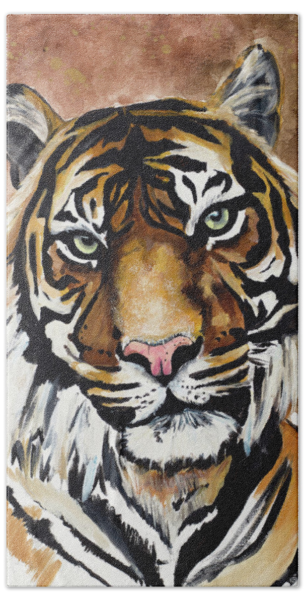 Tiger Bath Towel featuring the painting Tiger by Chelsea Goodrich