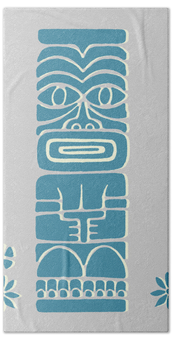 Black Magic Hand Towel featuring the drawing Tiki Figure by CSA Images