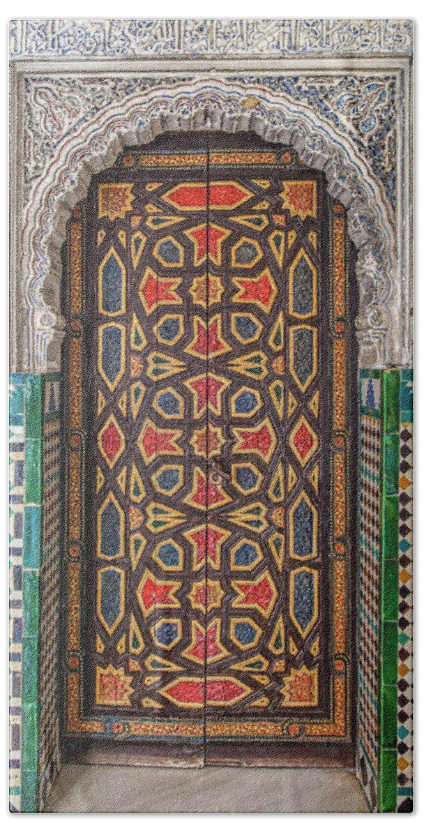 Door Hand Towel featuring the photograph Tiled Door of Sevilla by David Letts