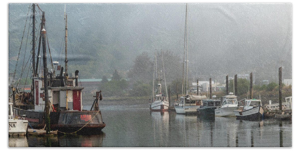 Boats Hand Towel featuring the photograph Tillamook Bay In The Fog by Bill Gallagher
