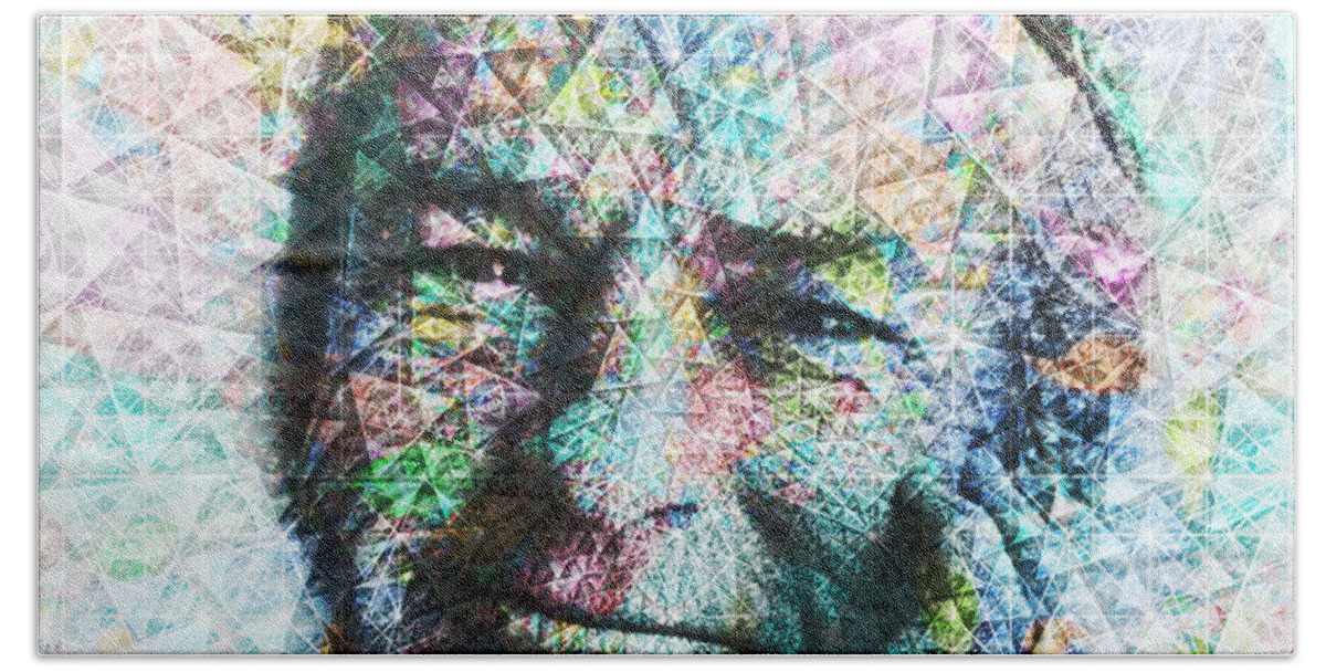 Tim Leary In Nirvana Bath Towel featuring the digital art Tim Leary In Nirvana by J U A N - O A X A C A