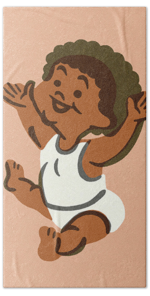 African American Hand Towel featuring the drawing Toddler Reaching Up by CSA Images
