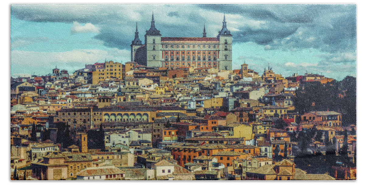 Landscape Bath Towel featuring the painting Toledo, Spain by Dean Wittle