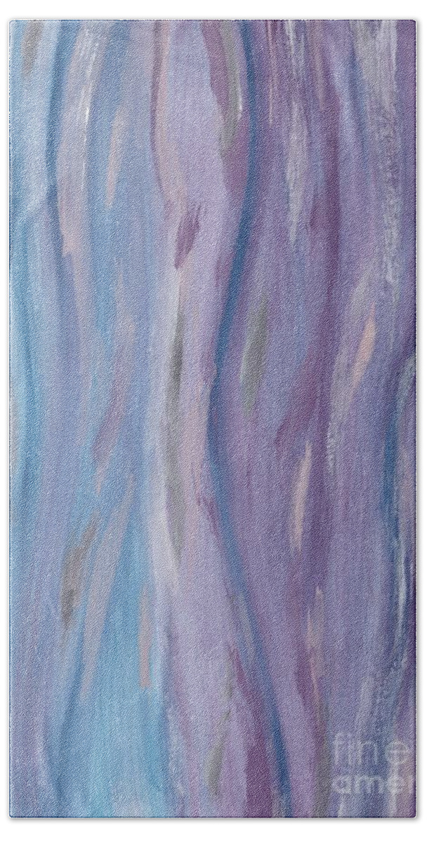 Painting Hand Towel featuring the painting Touching Purple Blue Watercolor Abstract #2 #painting #decor #art by Anitas and Bellas Art