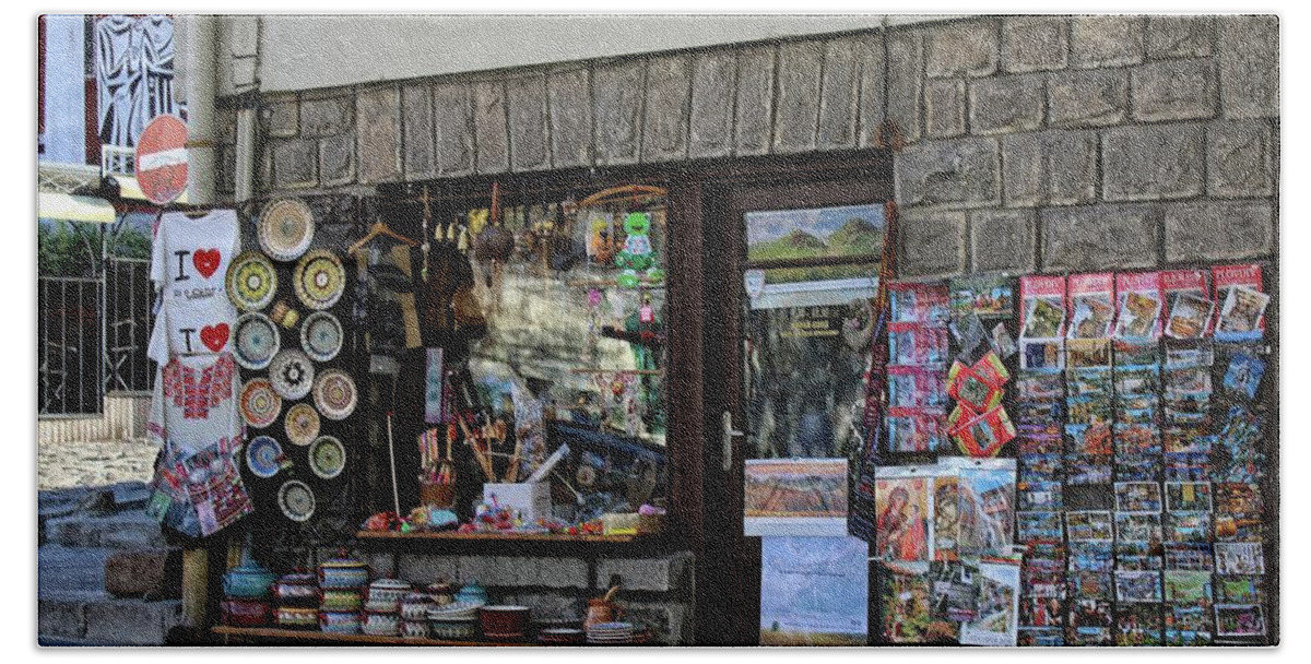 Shop Bath Towel featuring the photograph Tourist shop,Plovdiv,Bulgaria by Martin Smith