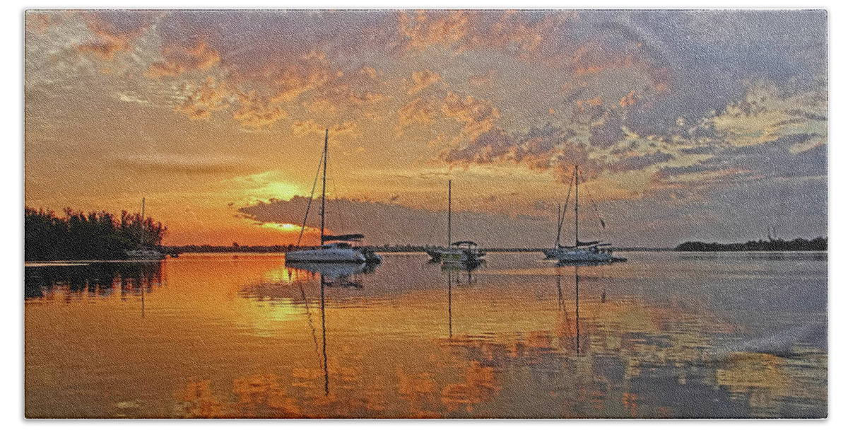 Sunrise Bath Towel featuring the photograph Tranquility Bay - Florida Sunrise by HH Photography of Florida