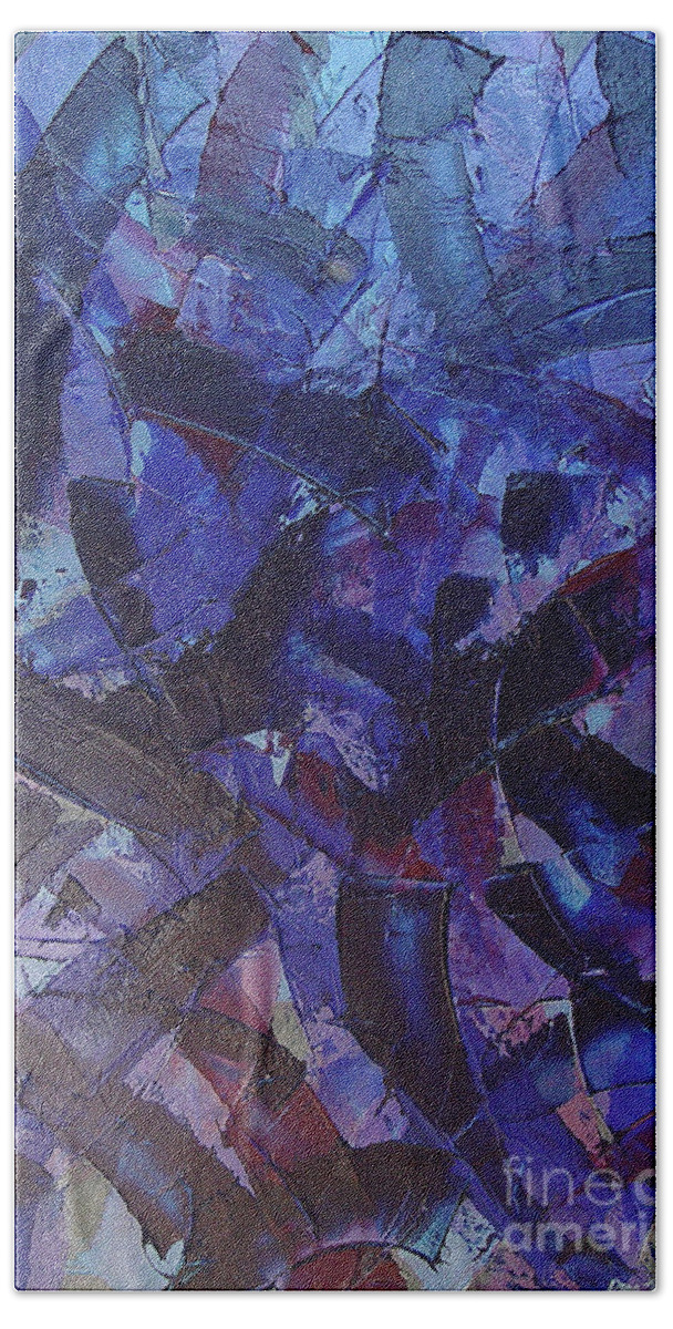 Blue Bath Towel featuring the painting Transitions with Blue and Magenta by Dean Triolo