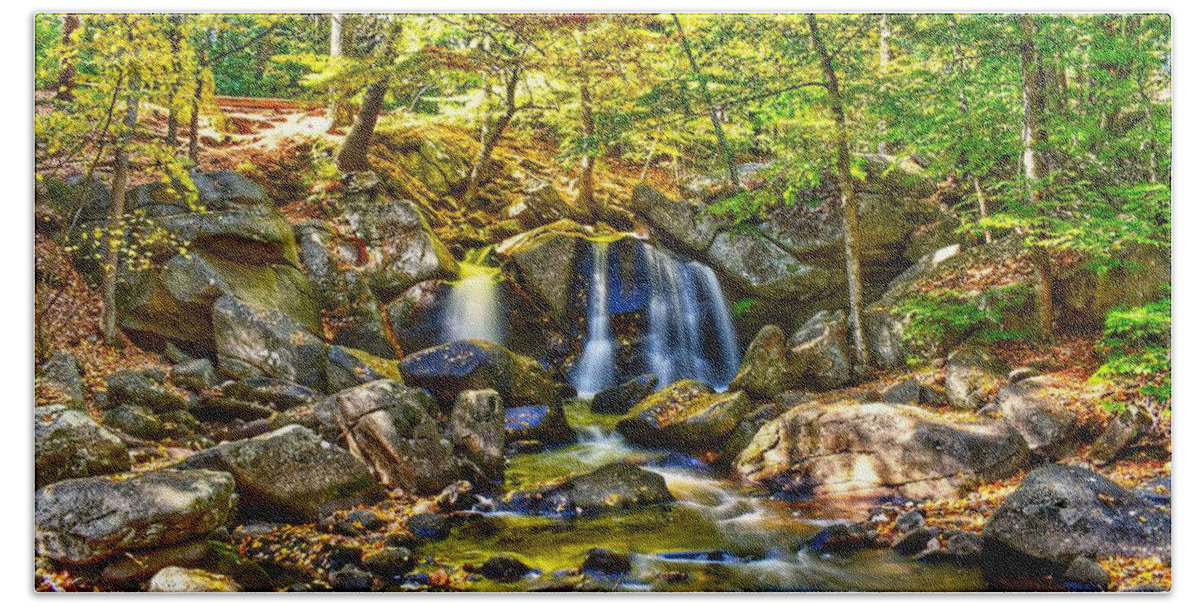 Landscape Hand Towel featuring the photograph Trap Falls by Monika Salvan