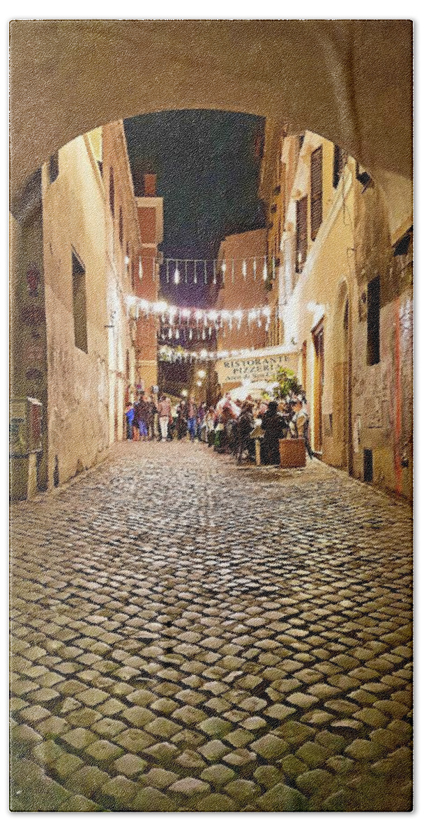 City Bath Towel featuring the photograph Trastevere Tunnel Street by Andrea Whitaker