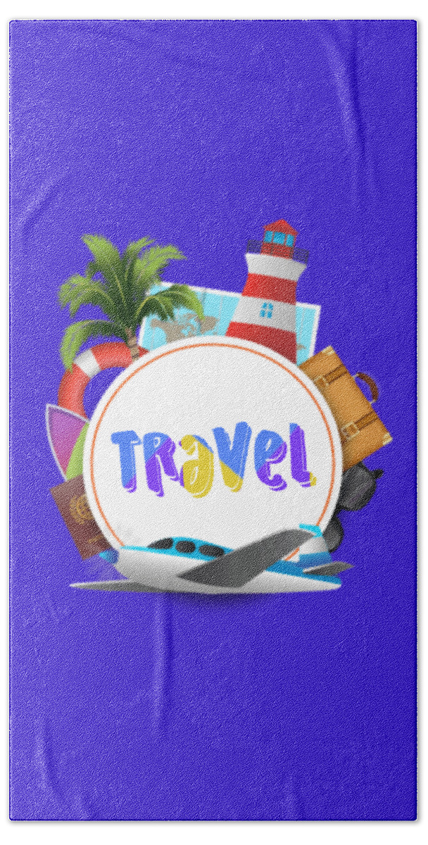 Travel Hand Towel featuring the mixed media Travel world by Ize Barbosa DIAMOND IS FOREVER