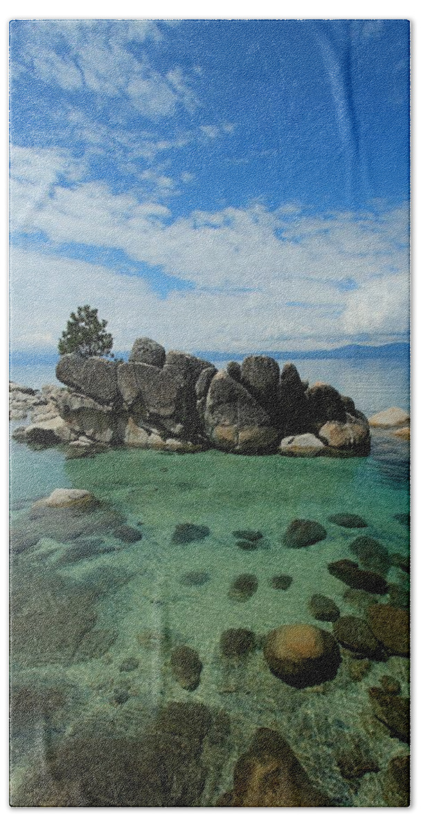 Lake Tahoe Bath Towel featuring the photograph Treasure Island by Sean Sarsfield