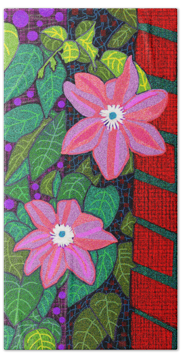 Smokey Mountains Hand Towel featuring the digital art Trellis Blooms by Rod Whyte