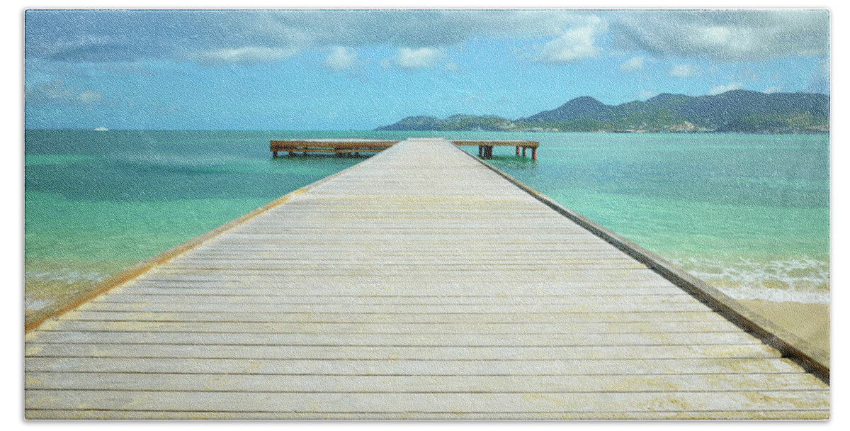 Caribbean Hand Towel featuring the photograph Tropical Caribbean Dock - St. Maarten by Luke Moore