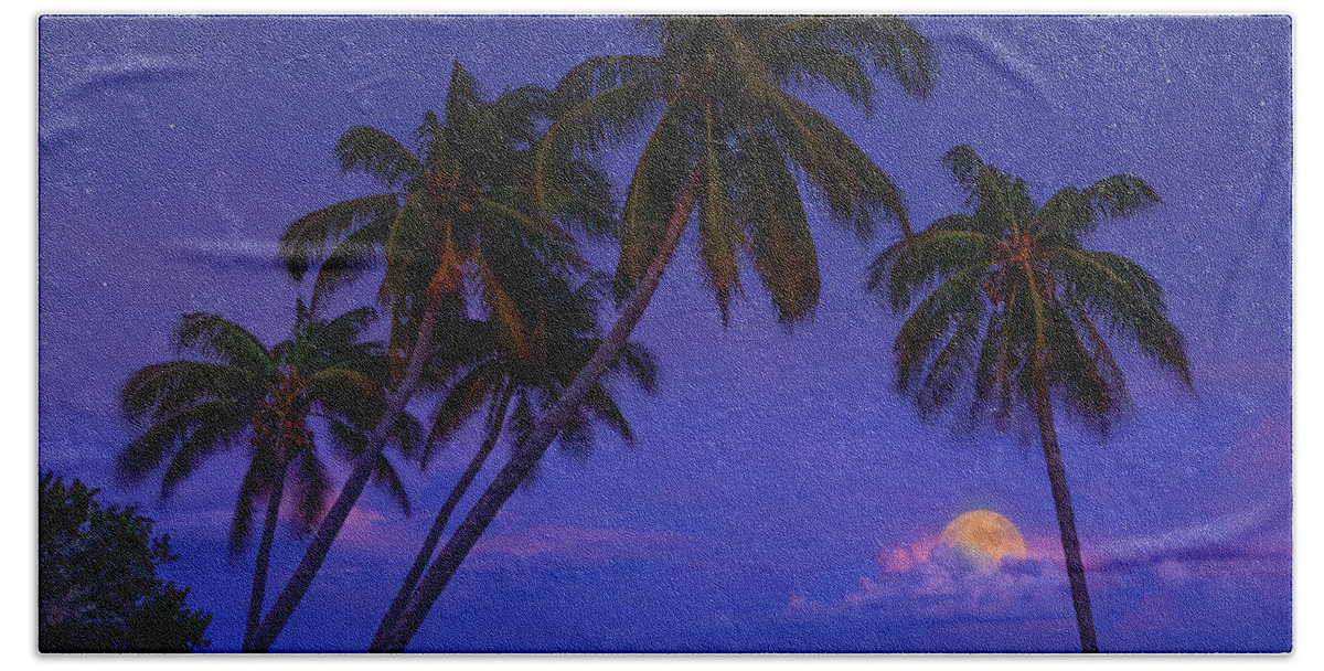 Moon Bath Towel featuring the photograph Tropical Moonlight by Mark Andrew Thomas